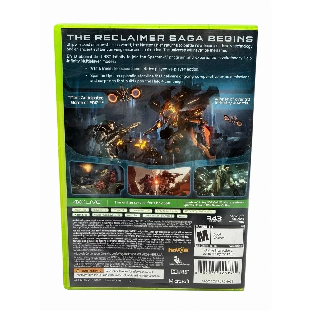 Halo 4 Xbox 360 Complete 2 Disc Set No Manual Tested Authentic Microsoft